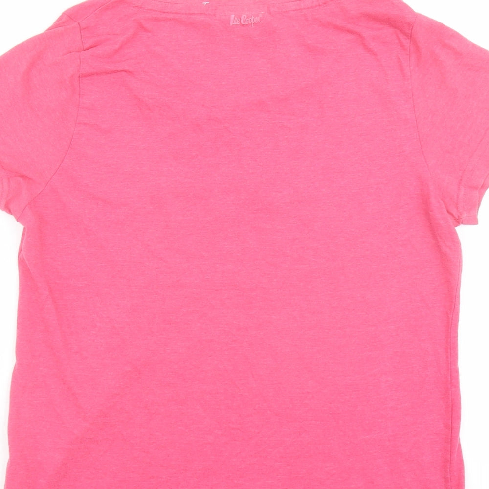 Lee Cooper Womens Pink Cotton Basic T-Shirt Size 18 Boat Neck - Heart