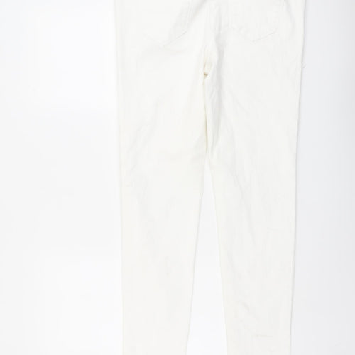 NEXT Womens White Cotton Skinny Jeans Size 34 in L31 in Regular Button