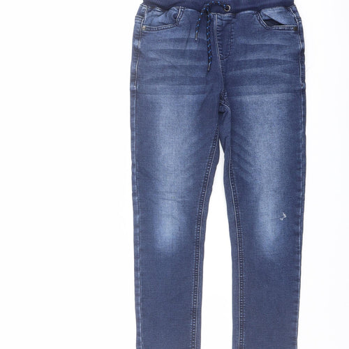 NEXT Boys Blue Cotton Skinny Jeans Size 9 Years Regular Drawstring