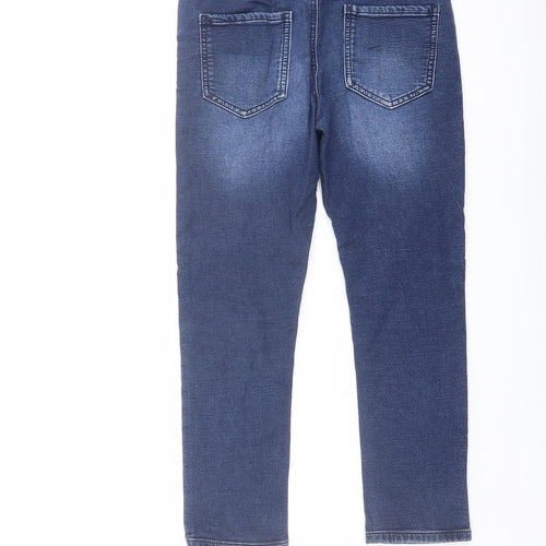 NEXT Boys Blue Cotton Skinny Jeans Size 9 Years Regular Drawstring