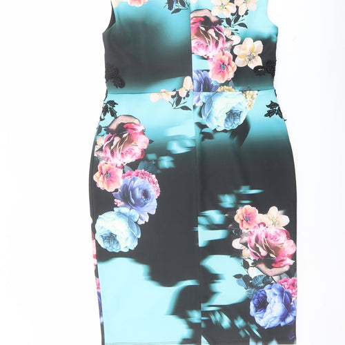 Joanna Hope Womens Multicoloured Floral Polyester Shift Size 12 Boat Neck Zip