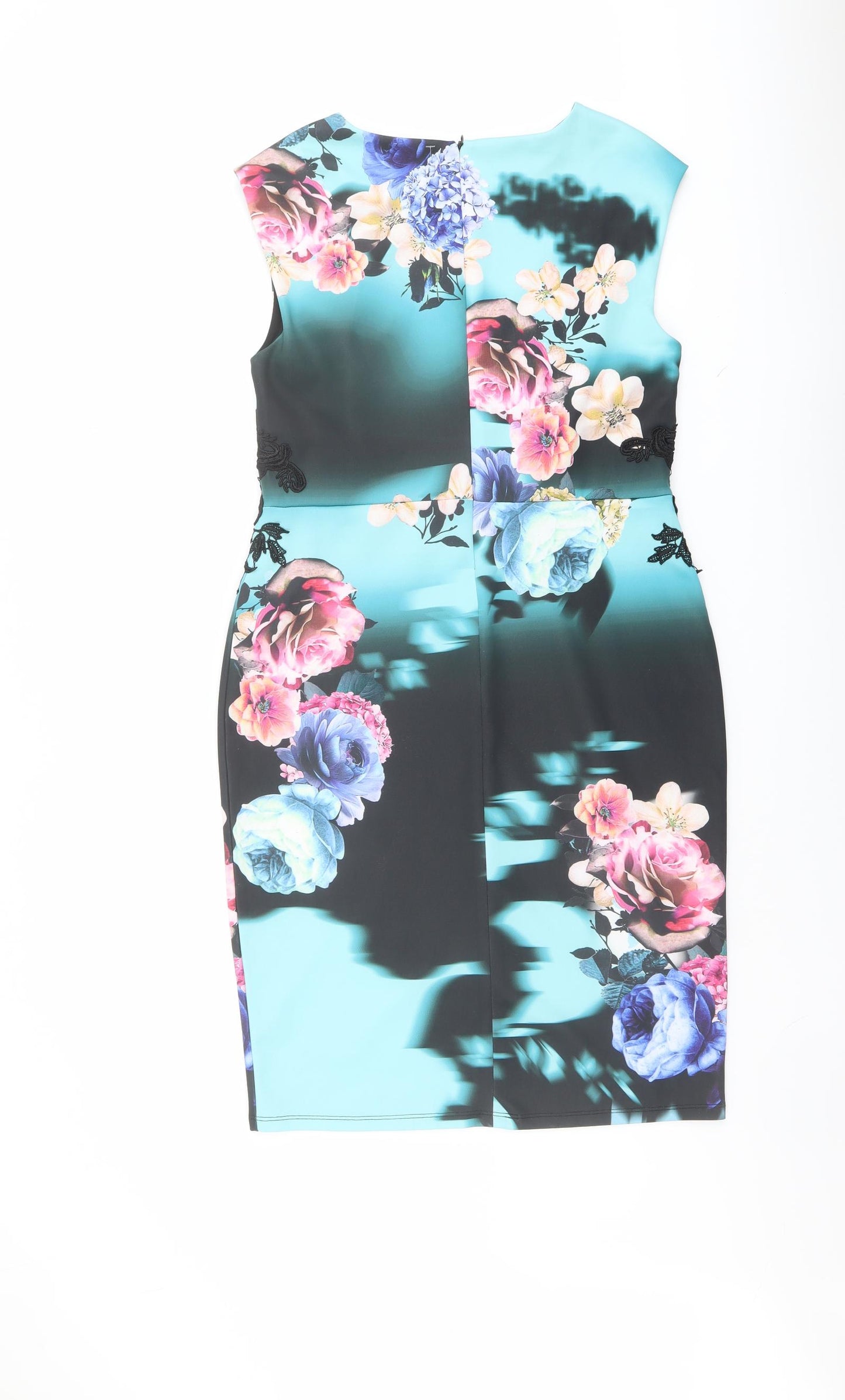 Joanna Hope Womens Multicoloured Floral Polyester Shift Size 12 Boat Neck Zip