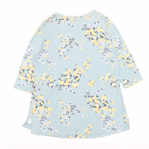Fat Face Womens Green Floral Cotton Basic Blouse Size 14 V-Neck