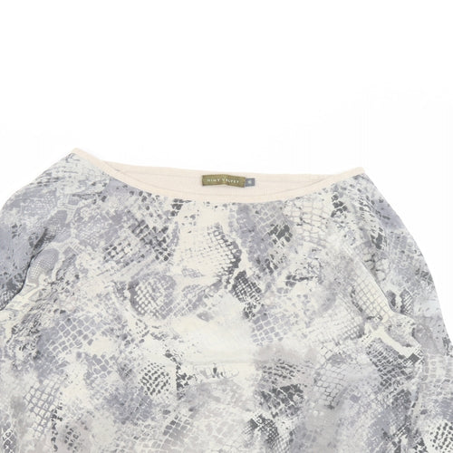 Mint Velvet Womens Beige Argyle/Diamond Silk Basic Blouse Size 16 Boat Neck - Snake Print