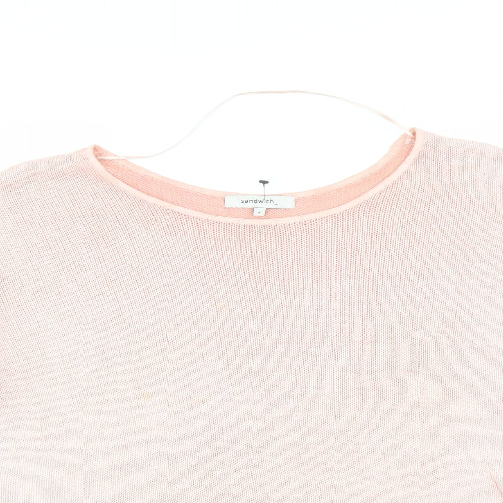 Sandwich Womens Pink Round Neck Cotton Pullover Jumper Size S