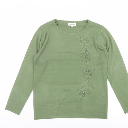 Fay Louise Womens Green Round Neck Acrylic Pullover Jumper Size S