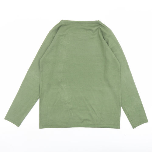 Fay Louise Womens Green Round Neck Acrylic Pullover Jumper Size S
