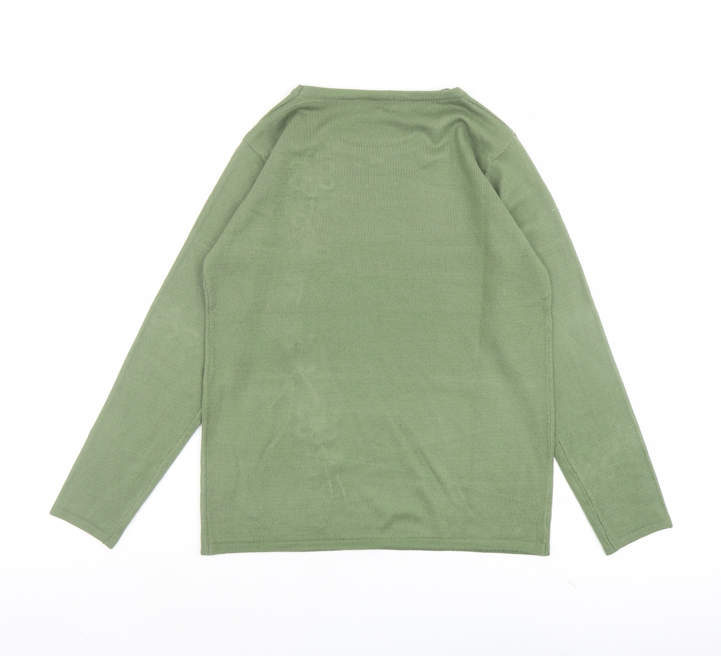Fay Louise Womens Green Round Neck Acrylic Pullover Jumper Size S
