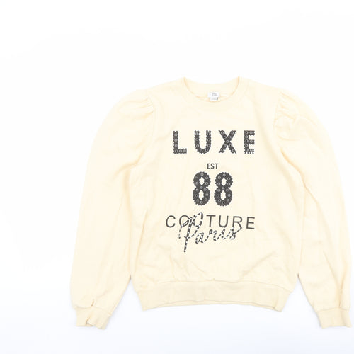 River Island Girls Yellow Cotton Pullover Sweatshirt Size 11-12 Years Pullover