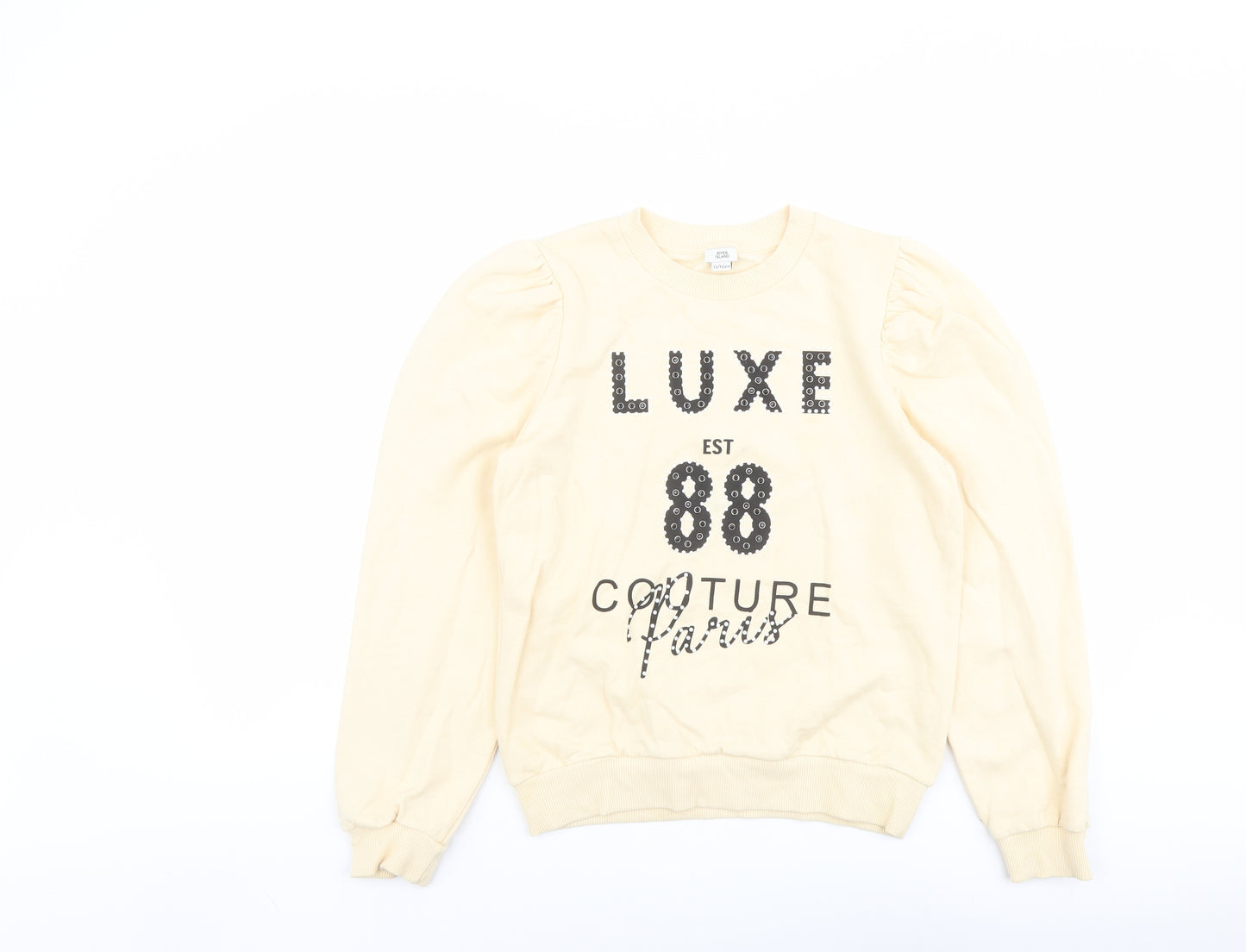 River Island Girls Yellow Cotton Pullover Sweatshirt Size 11-12 Years Pullover