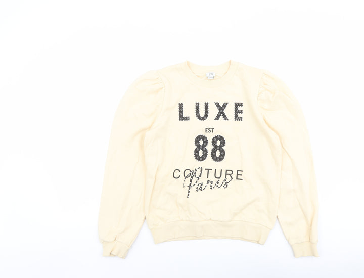 River Island Girls Yellow Cotton Pullover Sweatshirt Size 11-12 Years Pullover