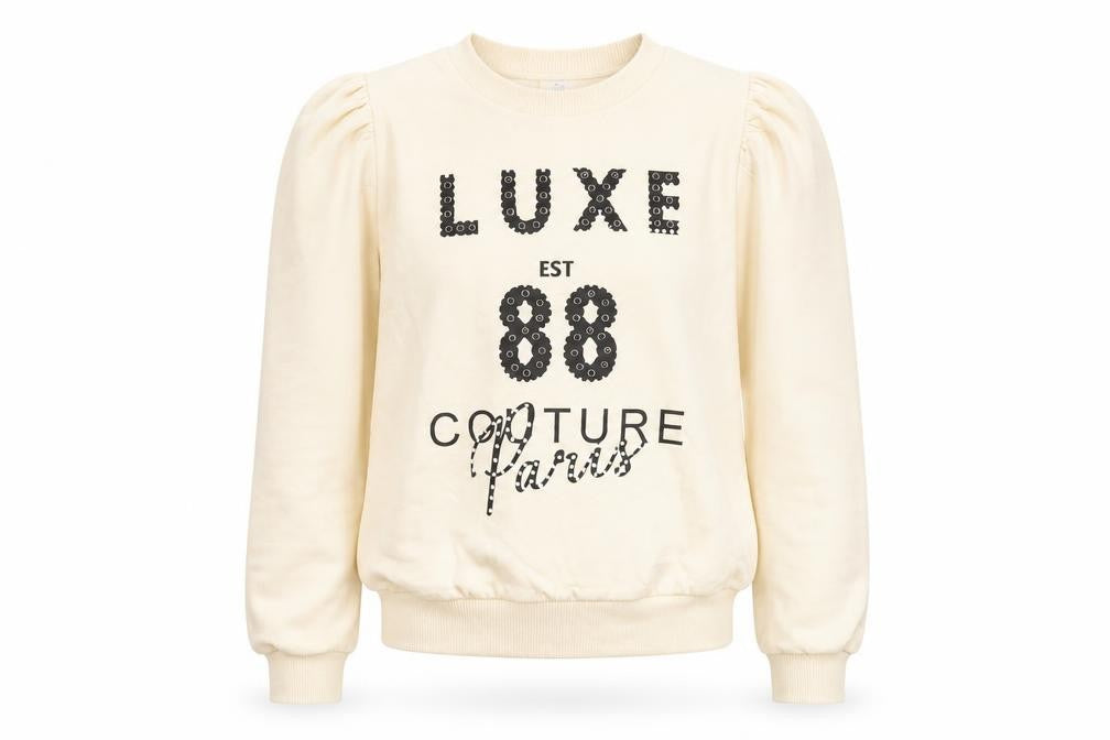 Front view of River Island girls’ yellow cotton pullover sweatshirt, size 11-12, years pullover