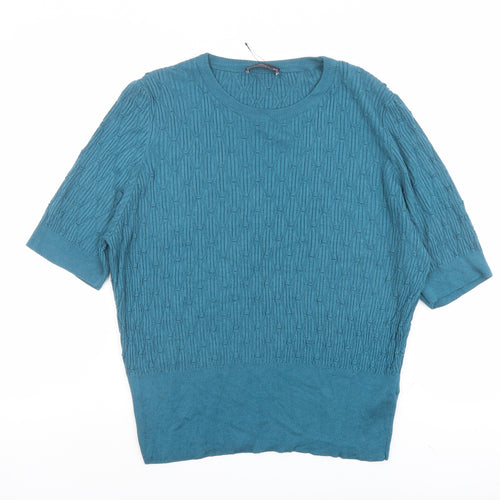 Marks and Spencer Womens Blue Round Neck Viscose Pullover Jumper Size 18