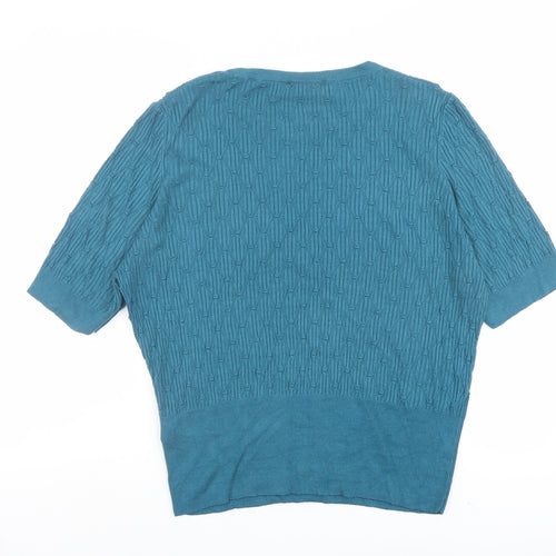 Marks and Spencer Womens Blue Round Neck Viscose Pullover Jumper Size 18