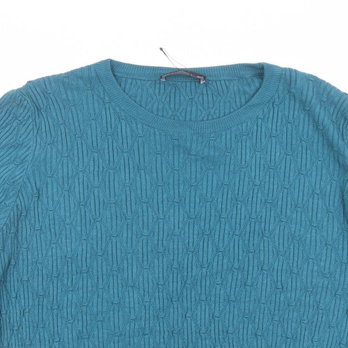 Marks and Spencer Womens Blue Round Neck Viscose Pullover Jumper Size 18