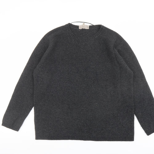 Seasalt Mens Grey Round Neck Wool Pullover Jumper Size M Long Sleeve