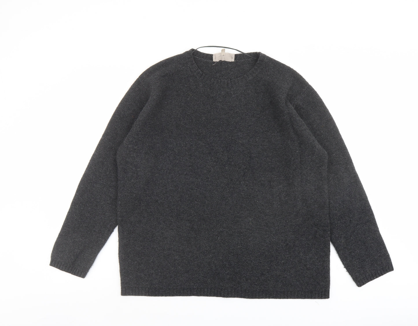 Seasalt Mens Grey Round Neck Wool Pullover Jumper Size M Long Sleeve