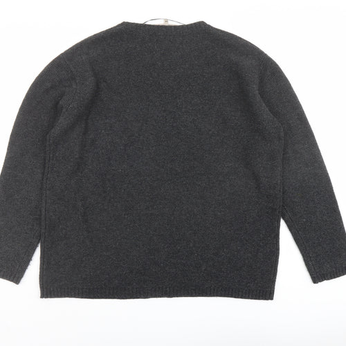 Seasalt Mens Grey Round Neck Wool Pullover Jumper Size M Long Sleeve