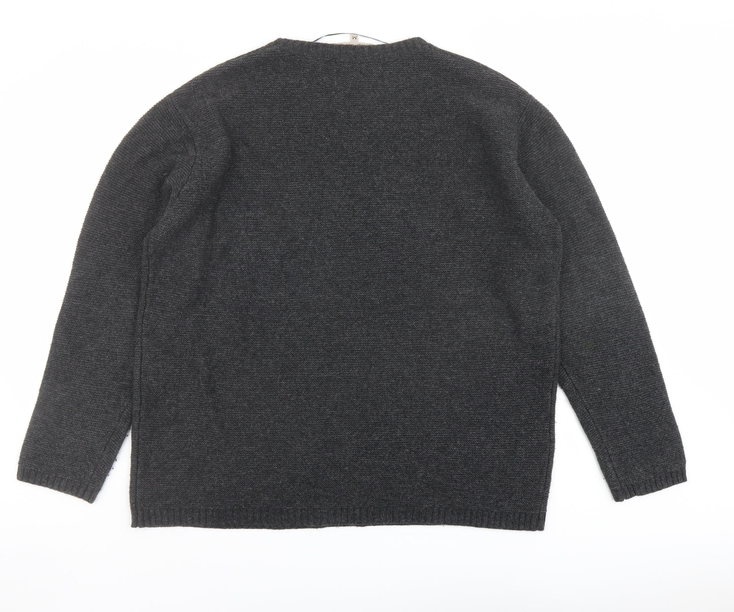 Seasalt Mens Grey Round Neck Wool Pullover Jumper Size M Long Sleeve