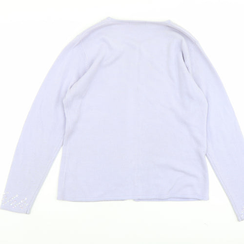 Fabrizio Womens Purple Round Neck Acrylic Cardigan Jumper Size M