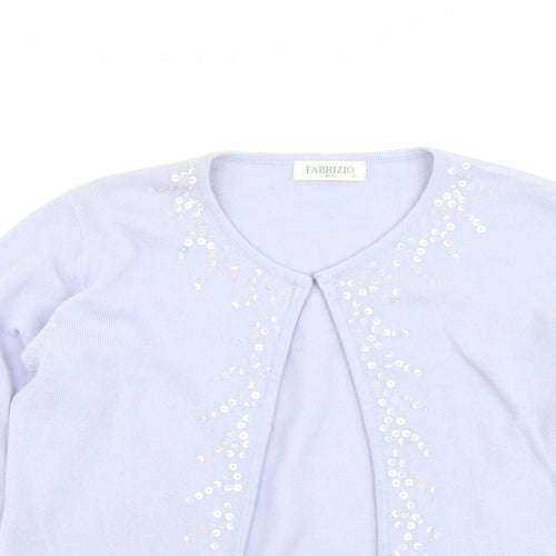 Fabrizio Womens Purple Round Neck Acrylic Cardigan Jumper Size M