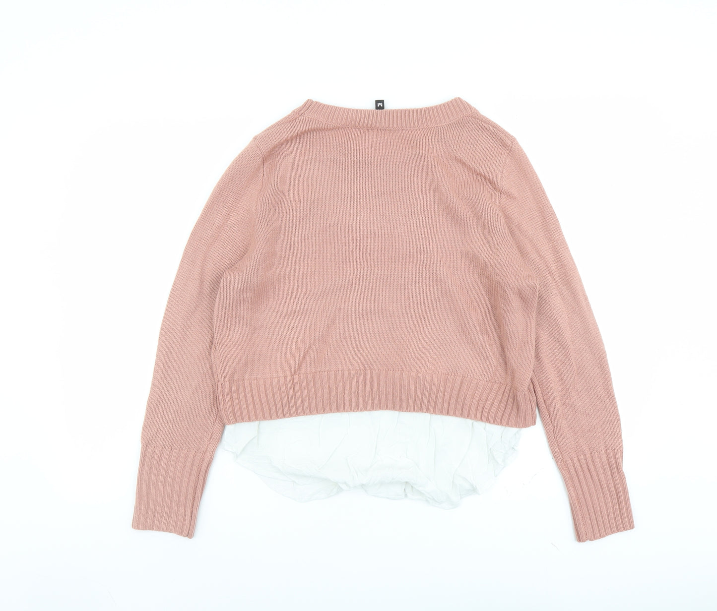 H&M Womens Pink Round Neck Acrylic Pullover Jumper Size M