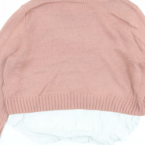 H&M Womens Pink Round Neck Acrylic Pullover Jumper Size M