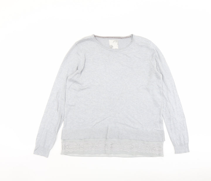 RJR.John Rocha Womens Blue Round Neck Viscose Pullover Jumper Size 12