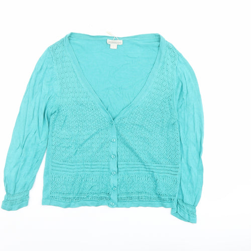 Monsoon Womens Green V-Neck Viscose Cardigan Jumper Size 12