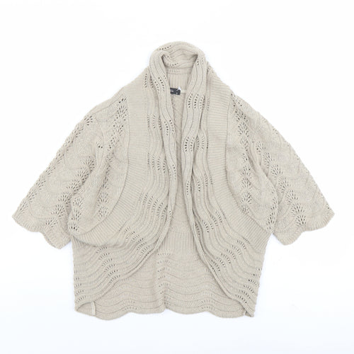 M&Co Womens Beige V-Neck Cotton Cardigan Jumper Size S