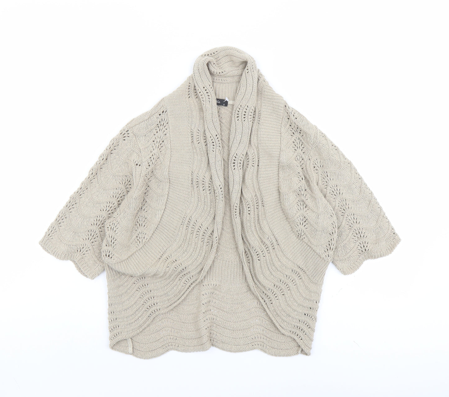 M&Co Womens Beige V-Neck Cotton Cardigan Jumper Size S
