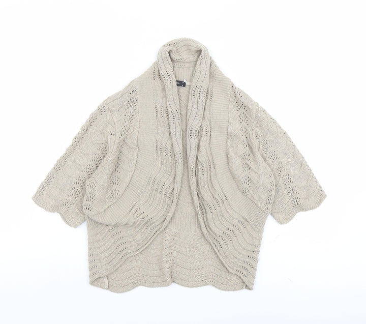 M&Co Womens Beige V-Neck Cotton Cardigan Jumper Size S