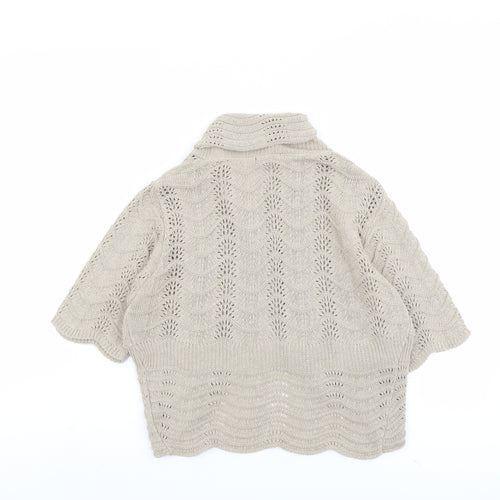 M&Co Womens Beige V-Neck Cotton Cardigan Jumper Size S