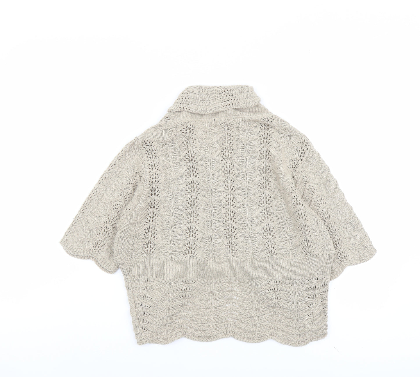 M&Co Womens Beige V-Neck Cotton Cardigan Jumper Size S