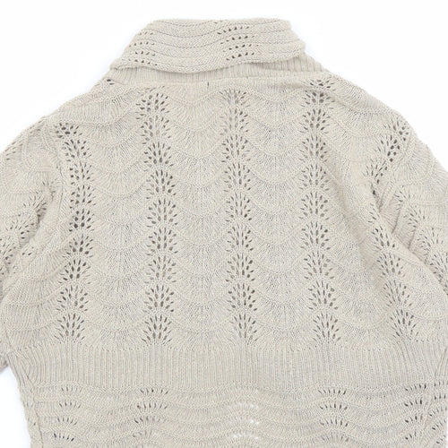 M&Co Womens Beige V-Neck Cotton Cardigan Jumper Size S