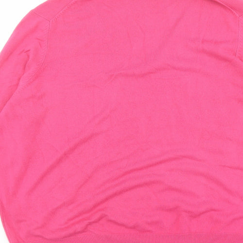 Marks and Spencer Womens Pink V-Neck Acrylic Pullover Jumper Size 22
