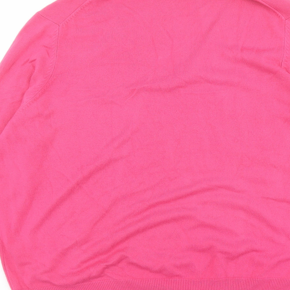 Marks and Spencer Womens Pink V-Neck Acrylic Pullover Jumper Size 22