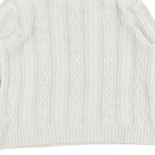 Jeanne Pierre Womens Beige Round Neck Cotton Pullover Jumper Size S