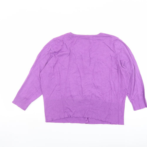 Principles Womens Purple Round Neck Viscose Cardigan Jumper Size 18