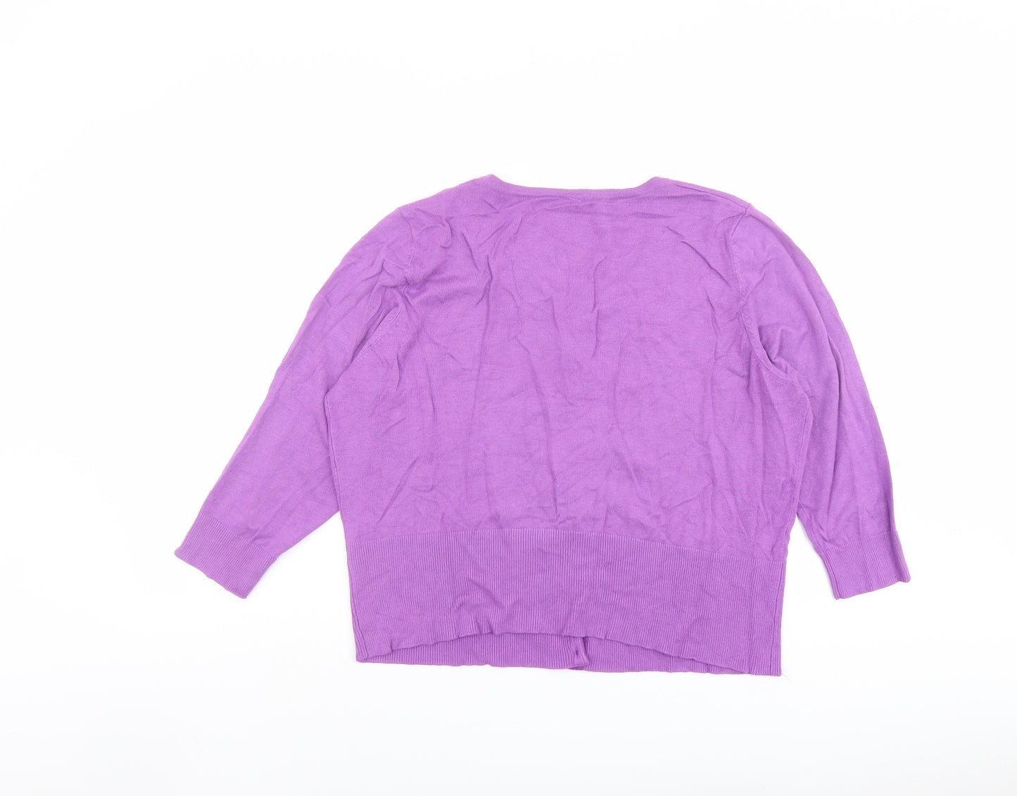 Principles Womens Purple Round Neck Viscose Cardigan Jumper Size 18