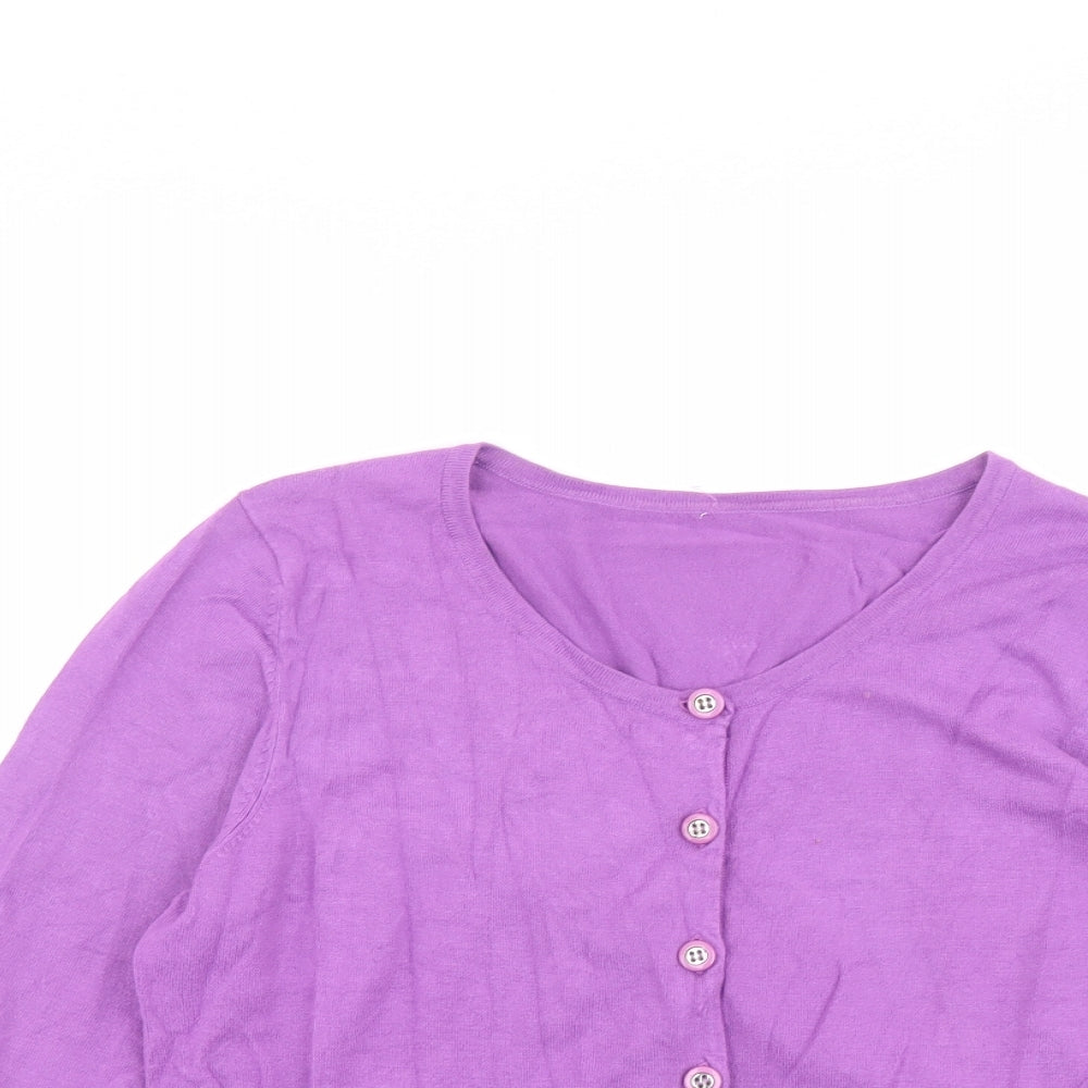 Principles Womens Purple Round Neck Viscose Cardigan Jumper Size 18