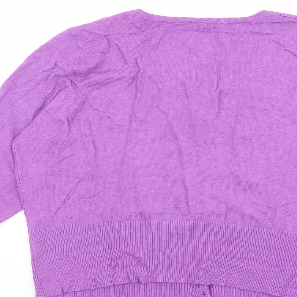 Principles Womens Purple Round Neck Viscose Cardigan Jumper Size 18