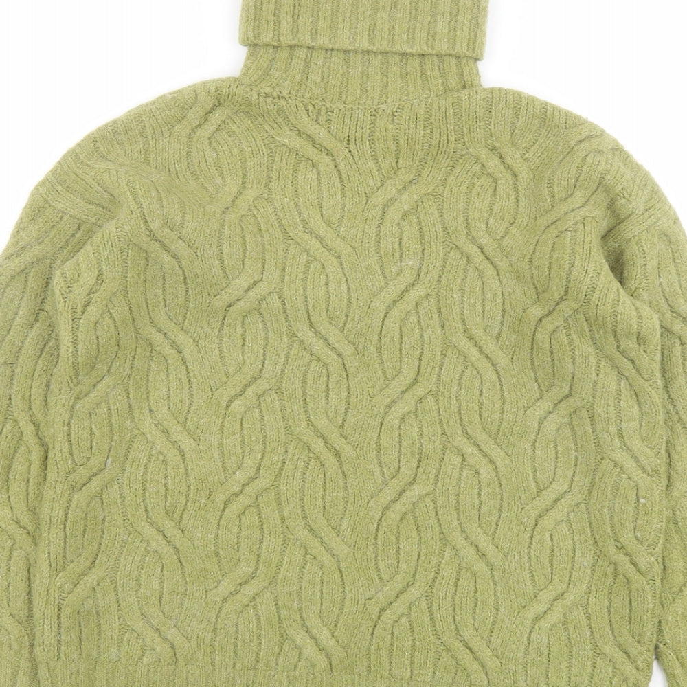 Marks and Spencer Womens Green Roll Neck Acrylic Pullover Jumper Size XS