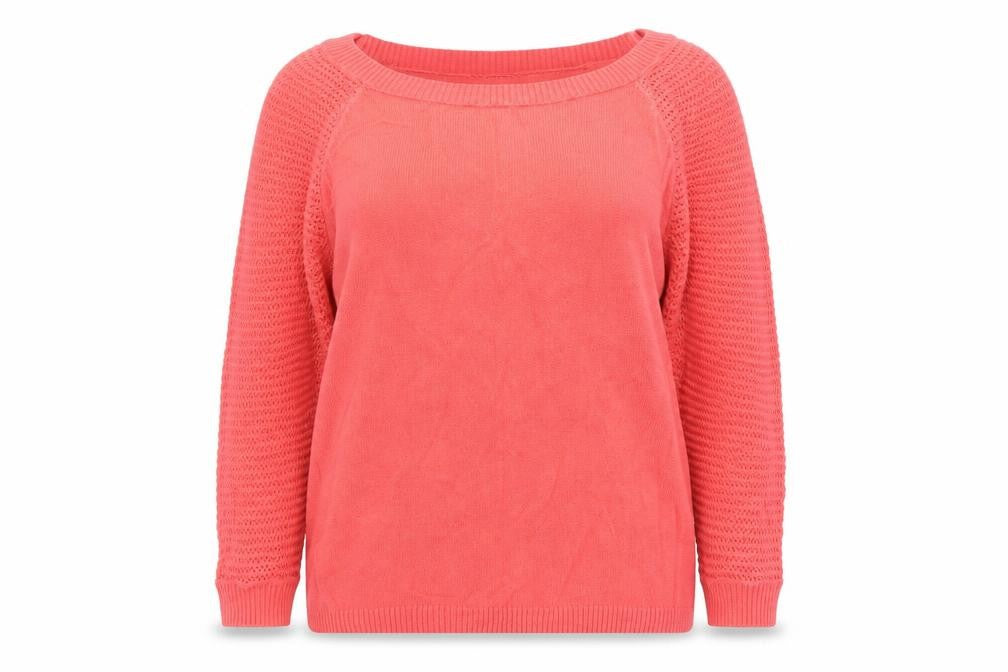 Front view of Gap women’s orange round neck acrylic jumper, size XS