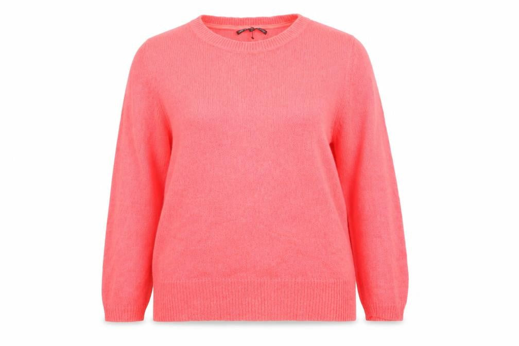 Front view of Limited Collection women’s pink round neck acrylic jumper, size UK 10
