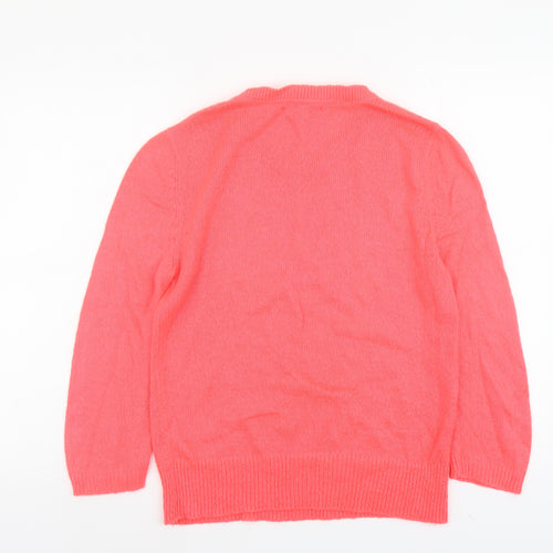 Limited Collection Womens Pink Round Neck Acrylic Pullover Jumper Size 10