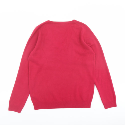 Marks and Spencer Womens Pink V-Neck Acrylic Pullover Jumper Size 10