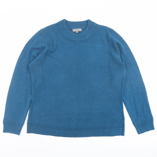 First Avenue Womens Blue Round Neck Acrylic Pullover Jumper Size L