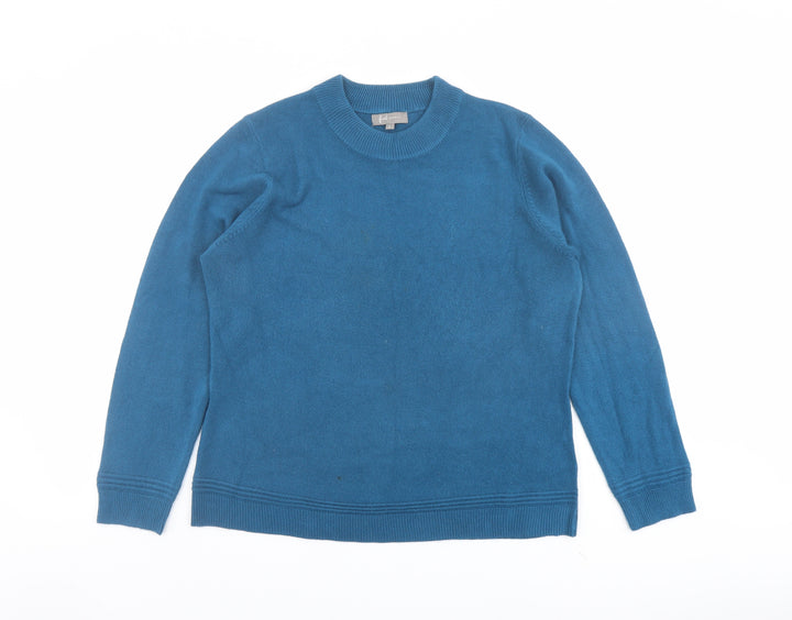 First Avenue Womens Blue Round Neck Acrylic Pullover Jumper Size L