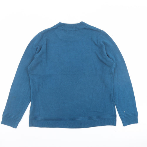 First Avenue Womens Blue Round Neck Acrylic Pullover Jumper Size L
